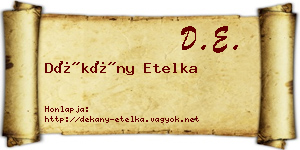 Dékány Etelka névjegykártya