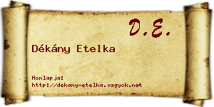 Dékány Etelka névjegykártya